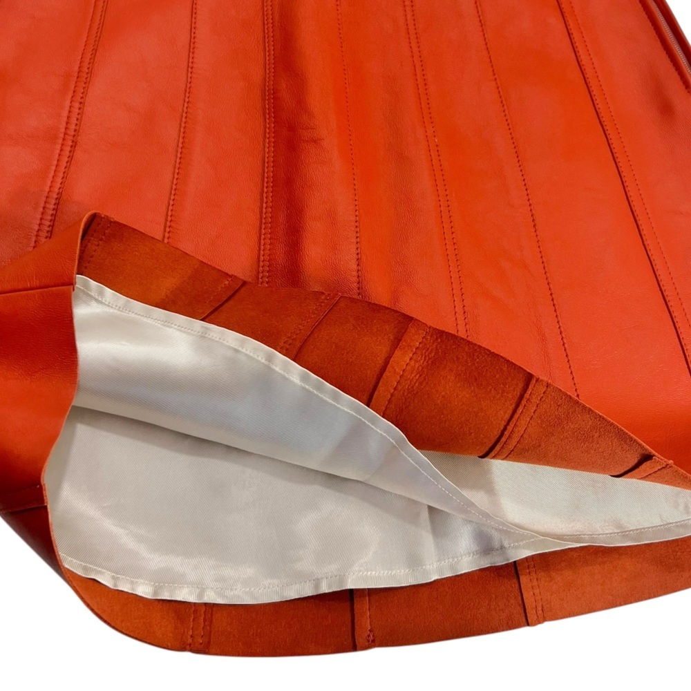 Sandro Aubin Seamed Leather Mini Skirt In Caramel - Picture 3 of 16